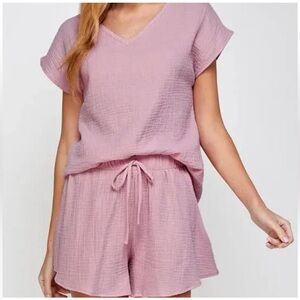 Vanilla Monkey Cotton Gauze Lounge Top and Shorts Set